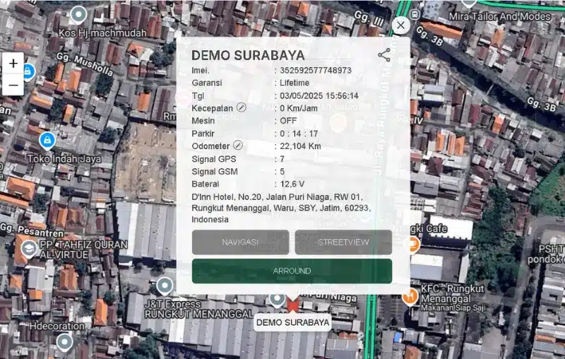 lokasi kendaraan saat ini