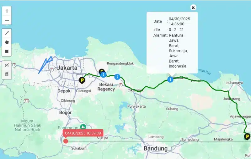 melihat rute perjalanan