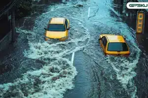 Mobil mogok karena banjir