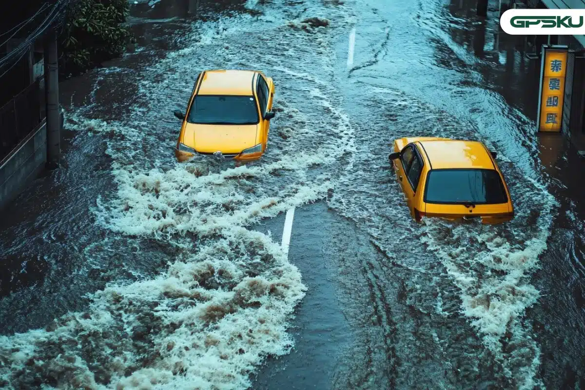 Mobil mogok karena banjir